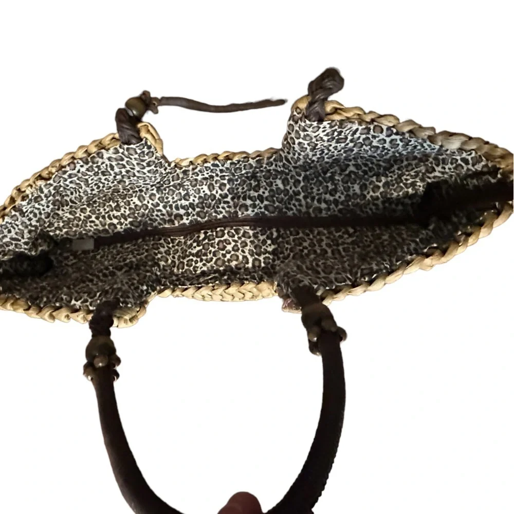 Sun N Sand rattan straw summer basquet shoulder beach market carryall tote bag - Picture 5 of 5